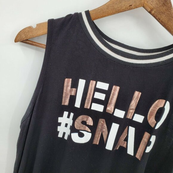 Art Class Black Graphic Muscle Tank Top Hello Snap Metallic Girls XL Youth - Picture 6 of 10